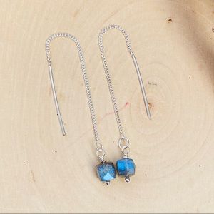 Labradorite Gemstone Sterling Thread Earrings